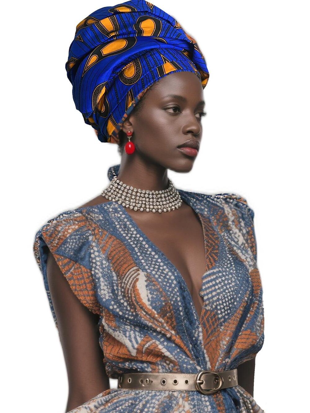 6184 African Gele Headwrap - Wax Print Head Scarf Turban For, Church